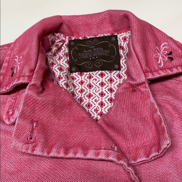 Coat, pink distressed with print lining - Picture 3 of 7